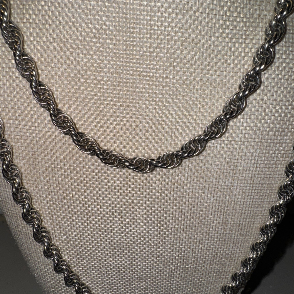 Monet silver tone rope chain necklace - 54” Long - Picture 2 of 8
